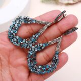 Natural Blue Zircon Earrings Water Drop Earring for Women Wedding Party Stud Earrings