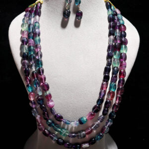 Multi Fluorite Gemstone Necklace Set for All Occassions - no video